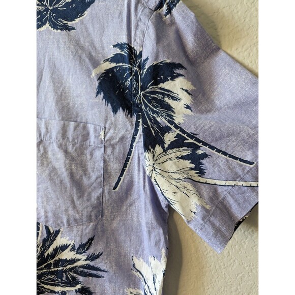 Old Navy Tropical Hawaiian Button Up Slim Fit Stretch Blue Size Medium - Picture 5 of 6